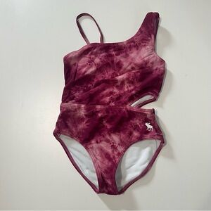 Abercrombie Kids Maroon Tie-Dye One-Shoulder Swimsuit